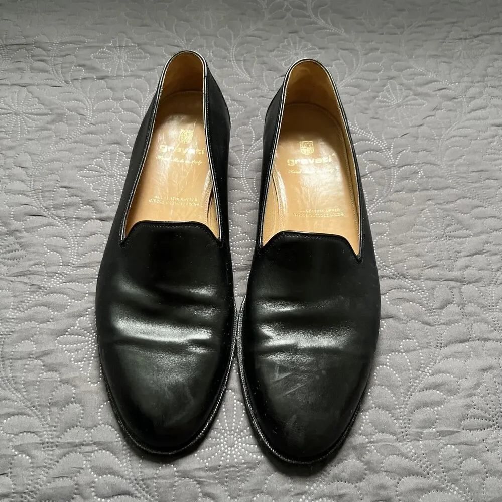 Gravati Mens Rare Penny Loafers Dress Shoes Black Leather Slip On Size 14M $650